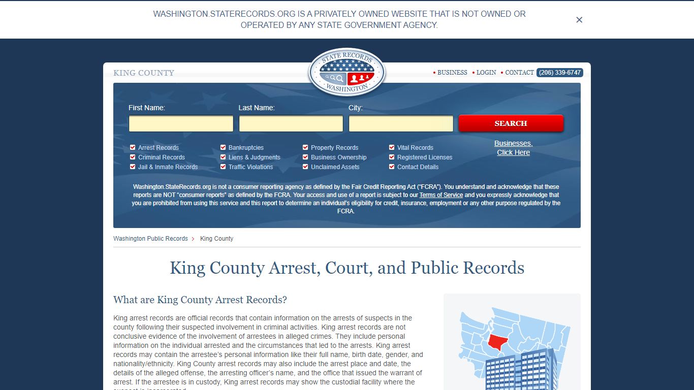 King County Arrest, Court, and Public Records